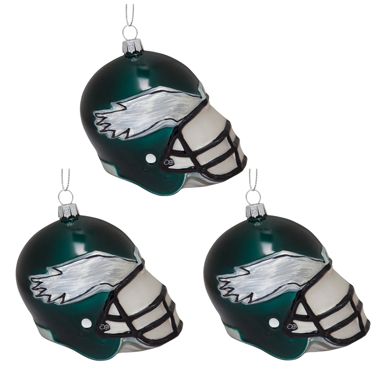Philadelphia Eagles - Glass Helmet Ornament 3 Pack - OS / Multi Ornaments Old Glory