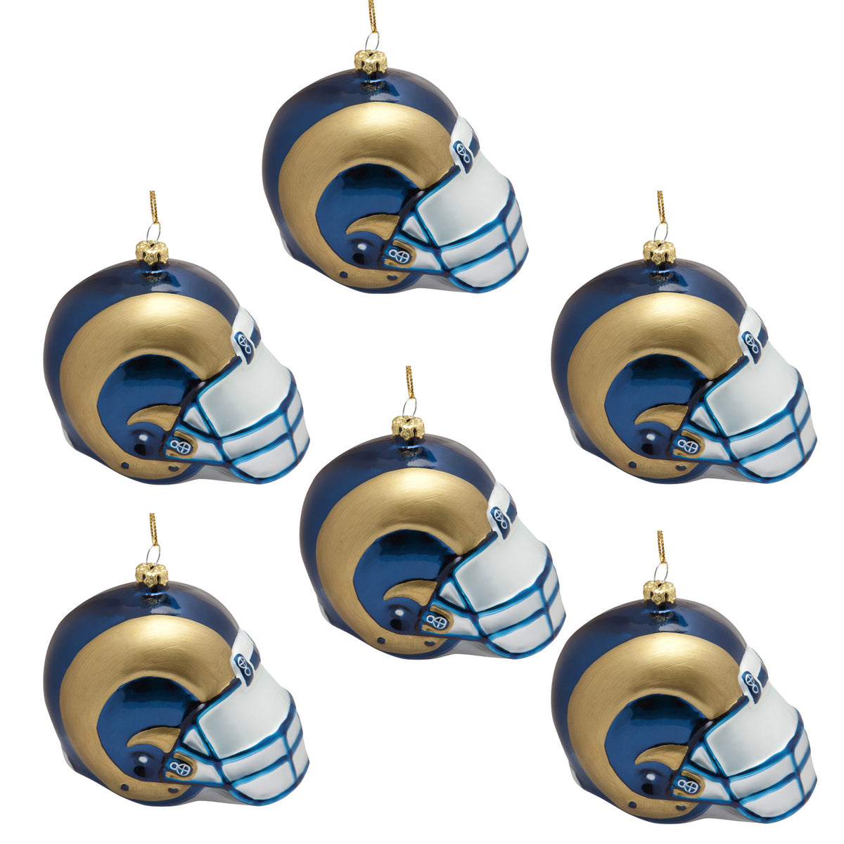 St. Louis Rams - Glass Helmet Ornament 6 Pack - OS / Multicoloured Ornaments Old Glory