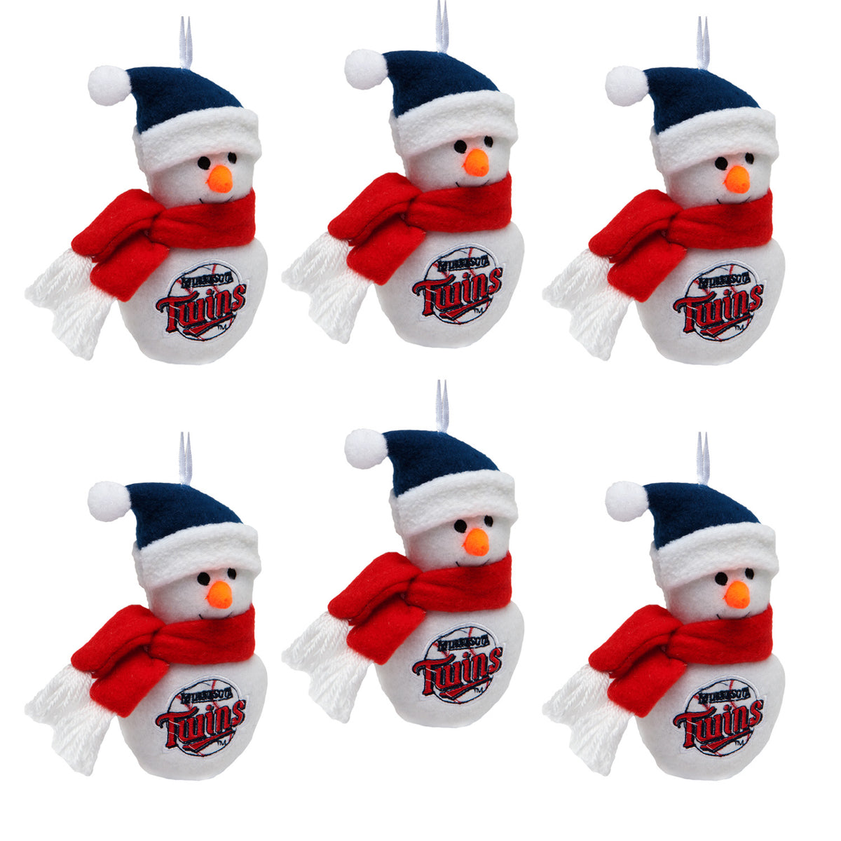 Minnesota Twins - Plush Snowman Ornament 6 Pack - OS / Multicoloured Ornaments Old Glory