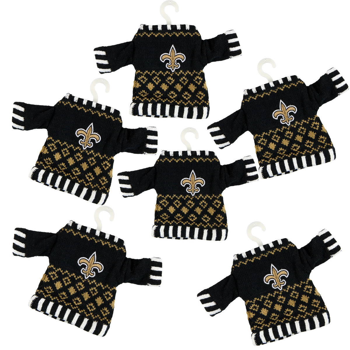 New Orleans Saints - Knit Sweater Ornament 6 Pack - OS / Multicoloured Ornaments Old Glory