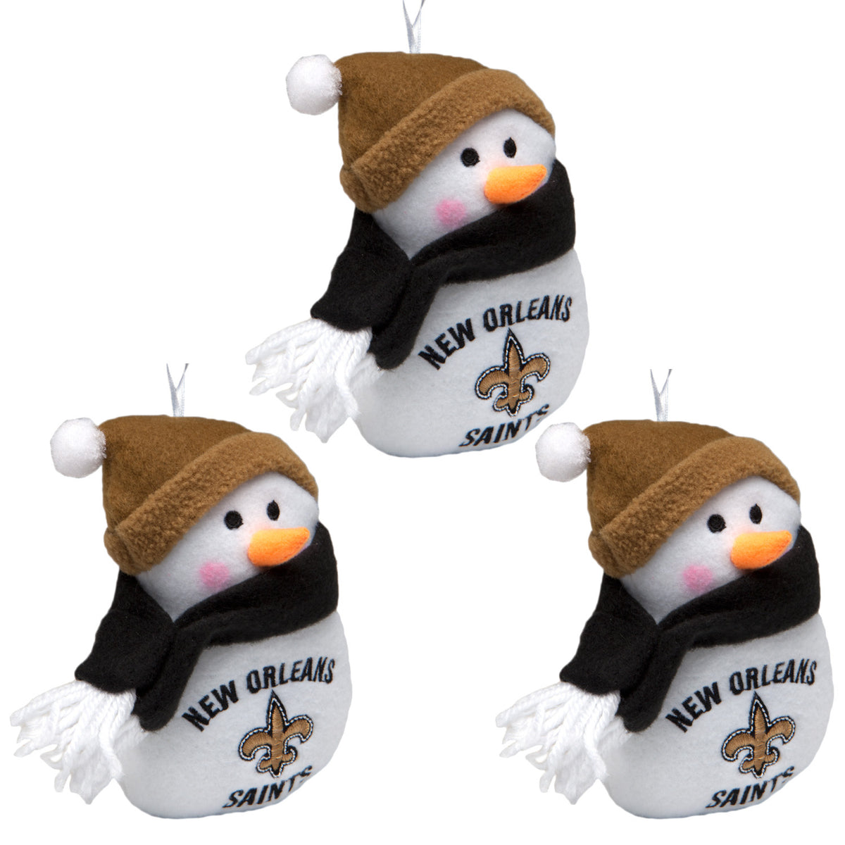 New Orleans Saints - Plush Snowman Ornament 3 Pack - OS / Multi Ornaments Old Glory