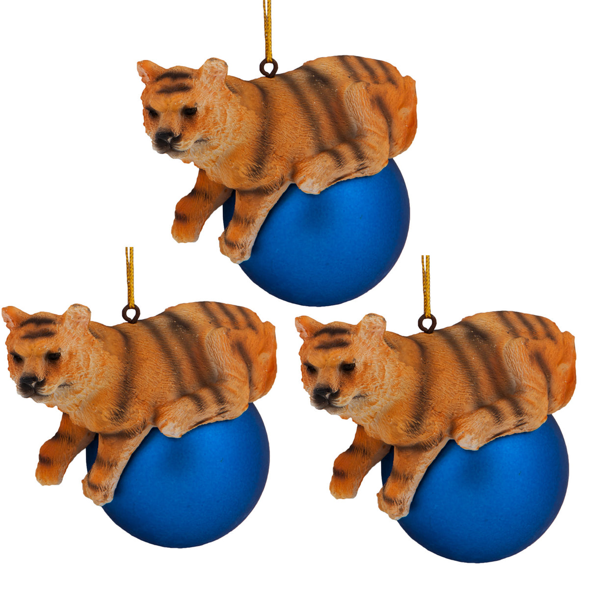 Tiger on Blue Ball Christmas Ornament 3 Pack - OS / Multi Ornaments Old Glory