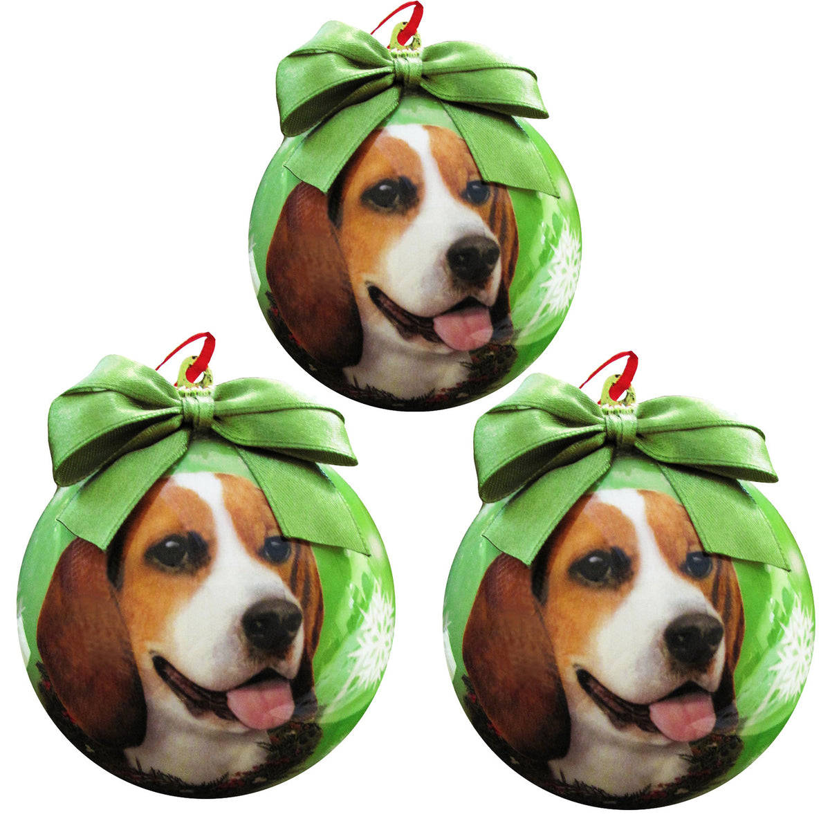 Beagle Christmas Ball Ornament 3 Pack - One Size / Light Green Ornaments Old Glory
