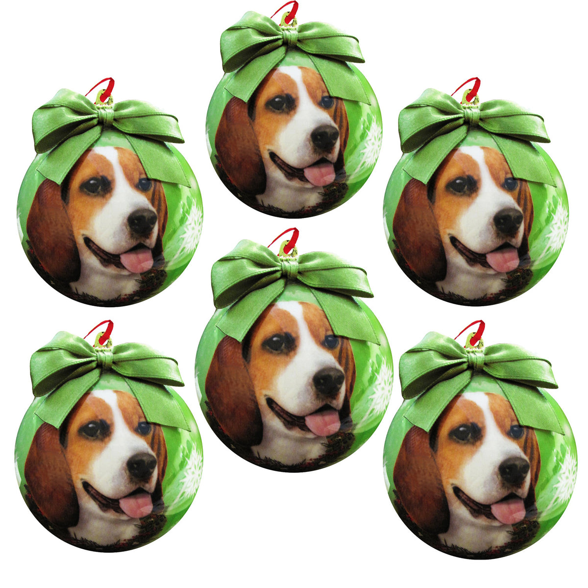 Beagle Christmas Ball Ornament 6 Pack - One Size / Light Green Ornaments Old Glory