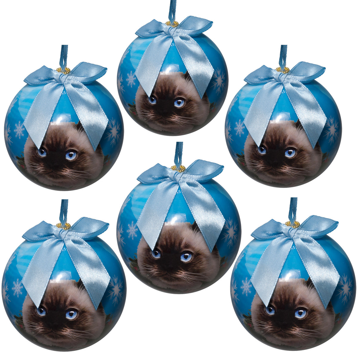 Himalayan Cat Christmas Ball Ornament 6 Pack - OS / Multi Ornaments Old Glory