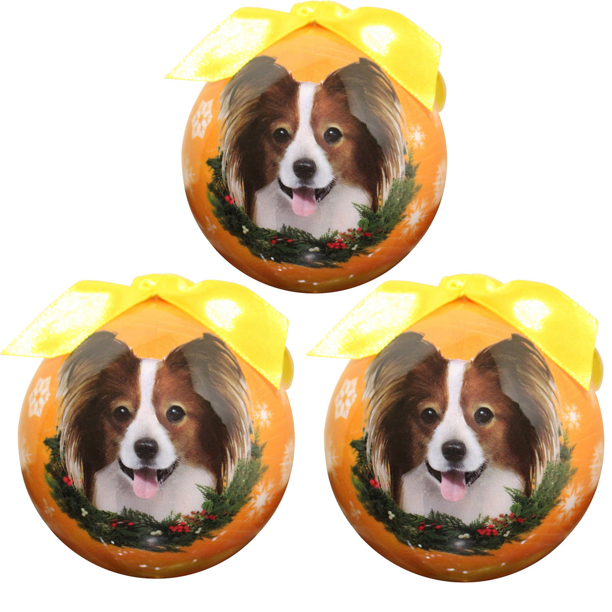 Papillon Christmas Ball Ornament 3 Pack - OS / Yellow Ornaments Old Glory