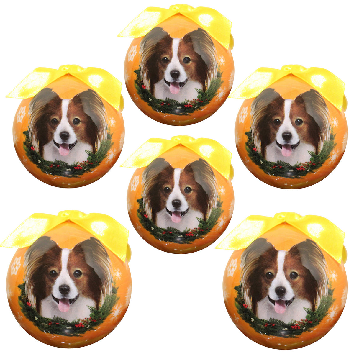 Papillon Christmas Ball Ornament 6 Pack - OS / Yellow Ornaments Old Glory