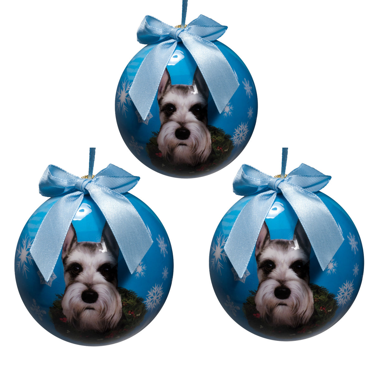 Schnauzer Cropped Christmas Ball Ornament 3 Pack - OS / Multi Ornaments Old Glory