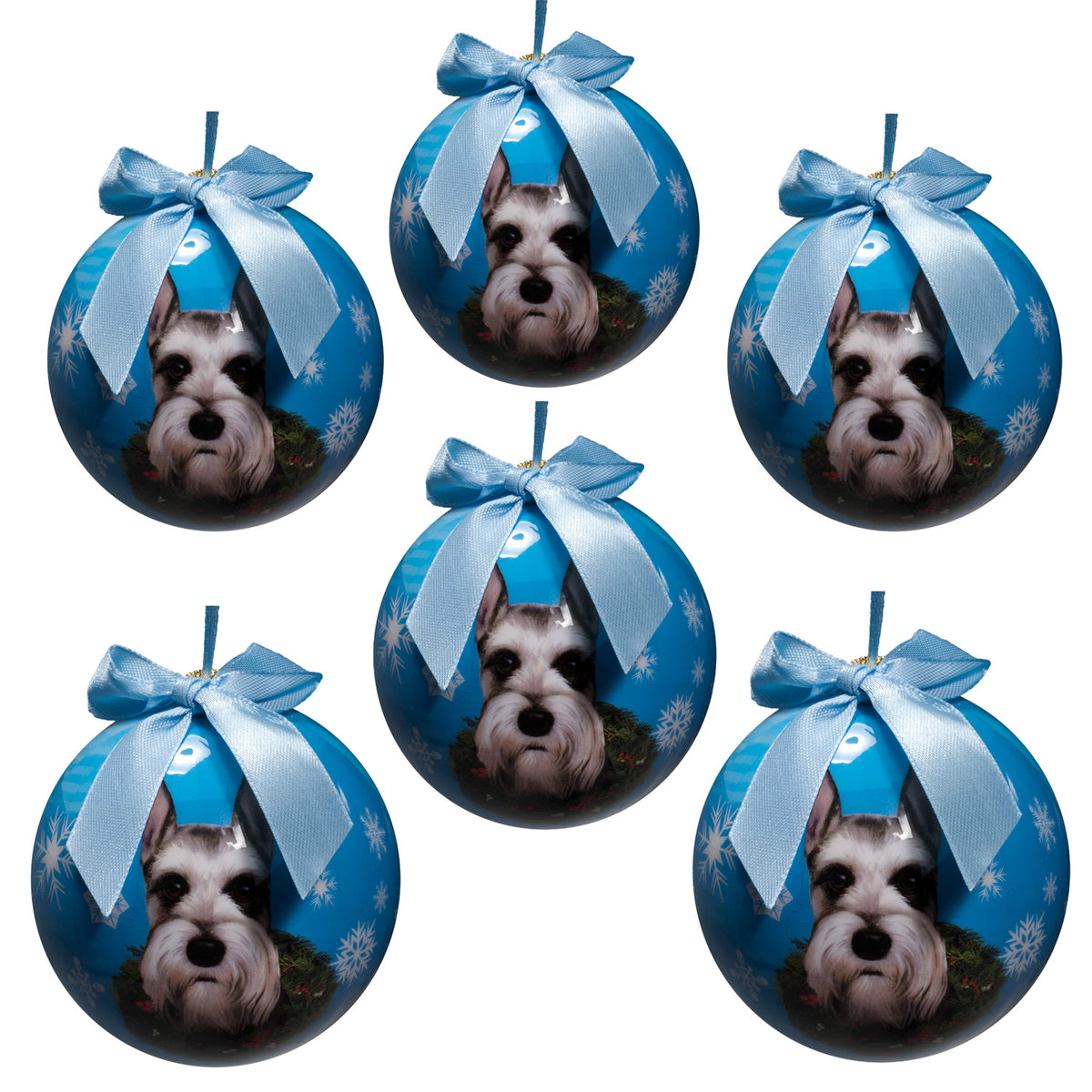 Schnauzer Cropped Christmas Ball Ornament 6 Pack - OS / Multi Ornaments Old Glory