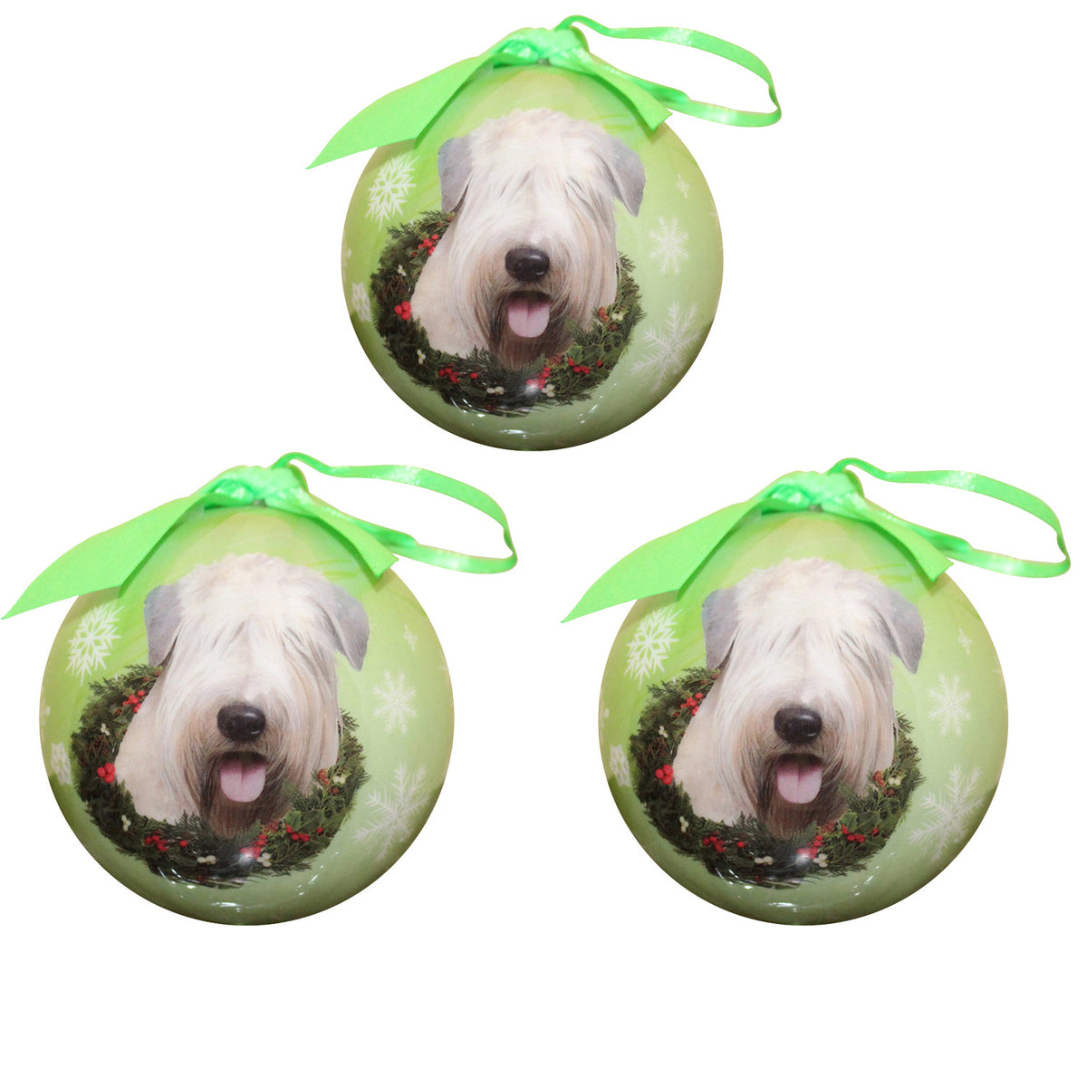 Soft Coated Wheaten Terrier Christmas Ball Ornament 3 Pack - OS / Light Green Ornaments Old Glory