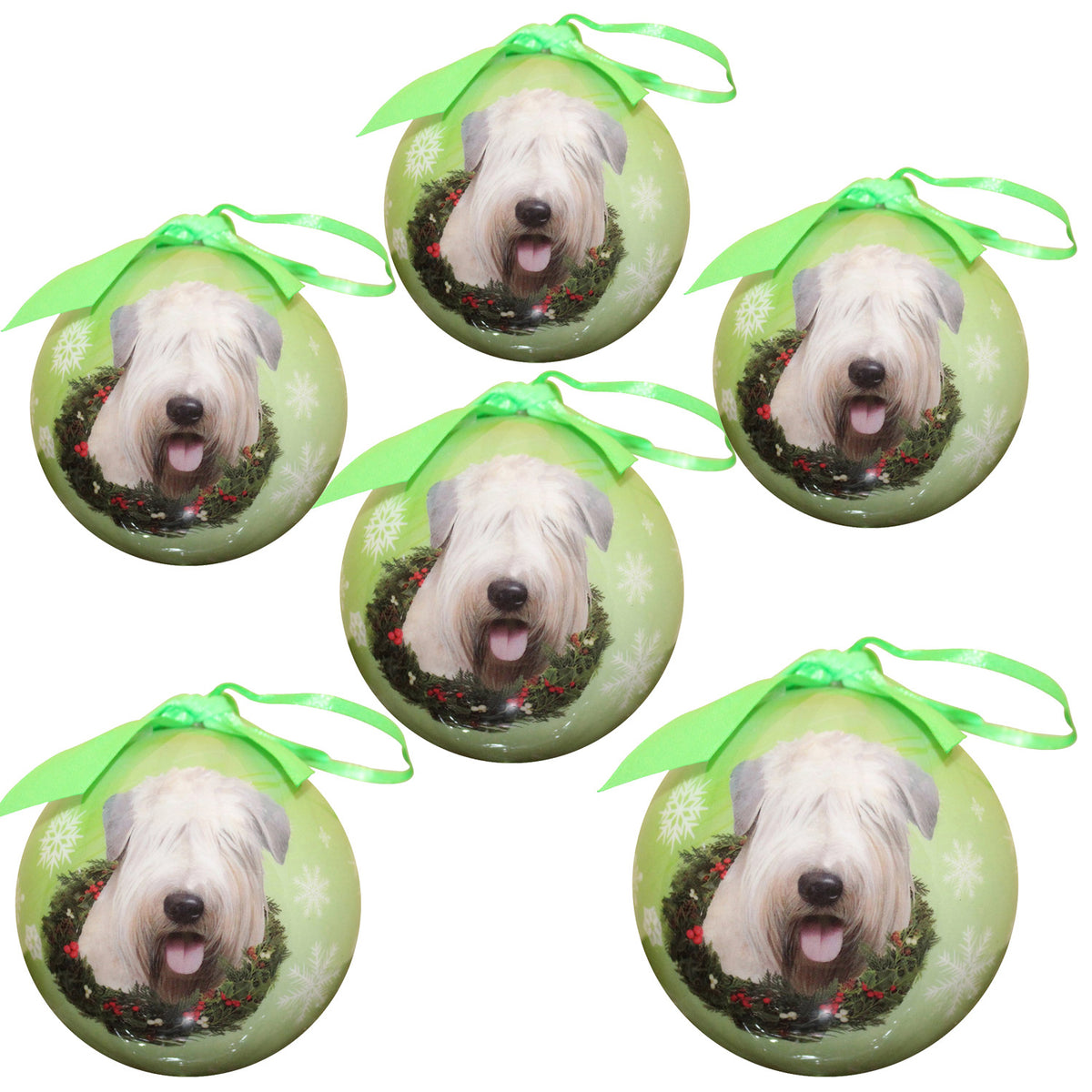 Soft Coated Wheaten Terrier Christmas Ball Ornament 6 Pack - OS / Light Green Ornaments Old Glory
