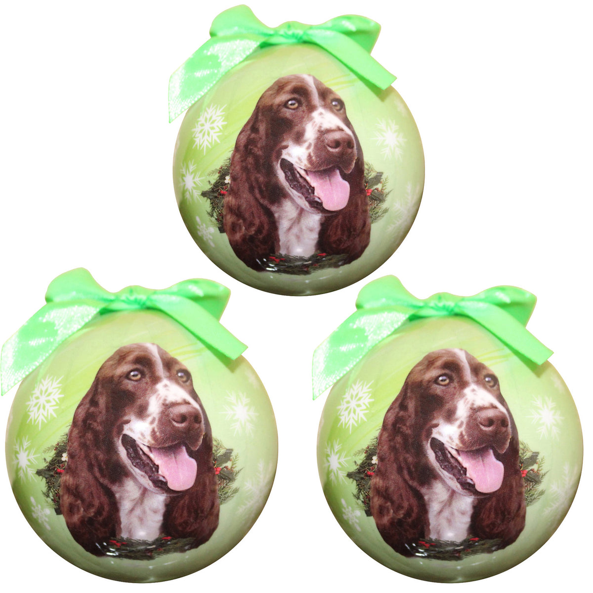 Springer Spaniel Christmas Ball Ornament 3 Pack - OS / Light Green Ornaments Old Glory