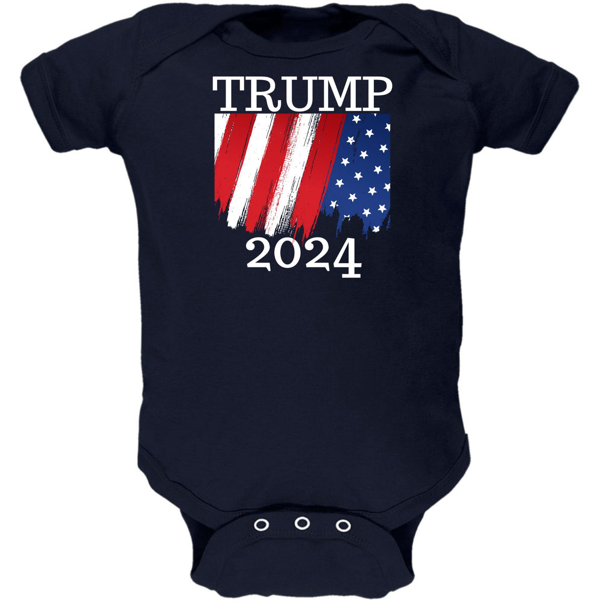 Election 2024 Trump 2024 Paint Stroke American Flag Baby One Piece Baby One Piece Oldglory.com NB Navy