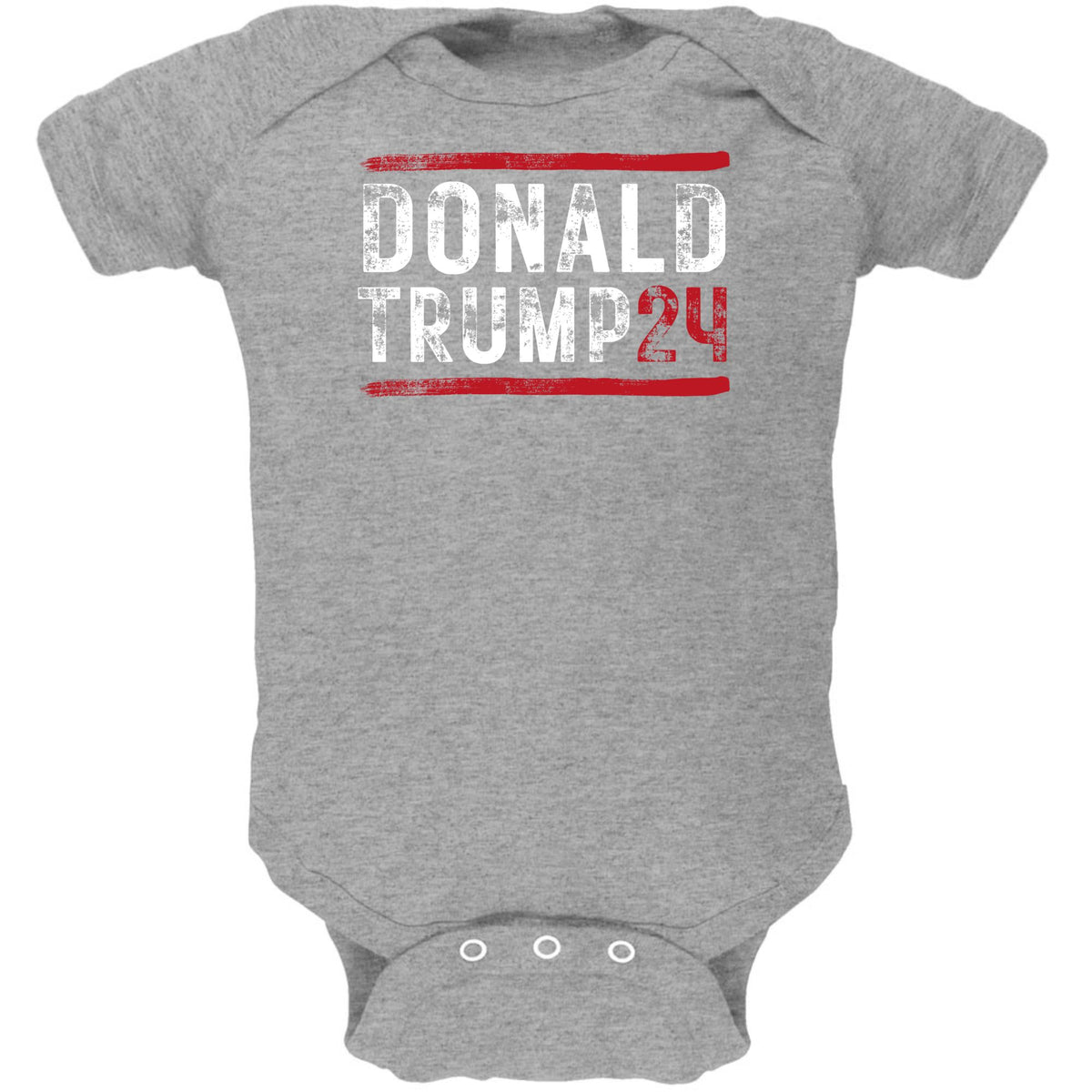 Election 2024 Trump 24 Stencil Art Baby One Piece Baby One Piece Oldglory.com 3M Heather Grey