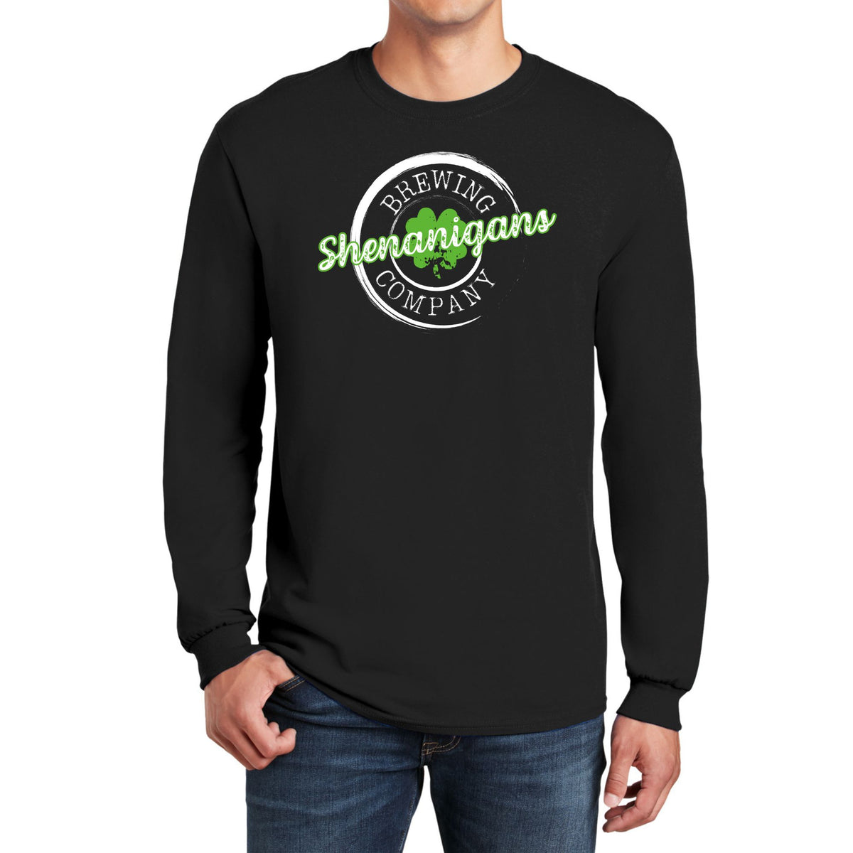 St Patricks Day Shenanigans Brewing Company Mens Long Sleeve T Shirt Men's Long Sleeves Oldglory.com SM Black