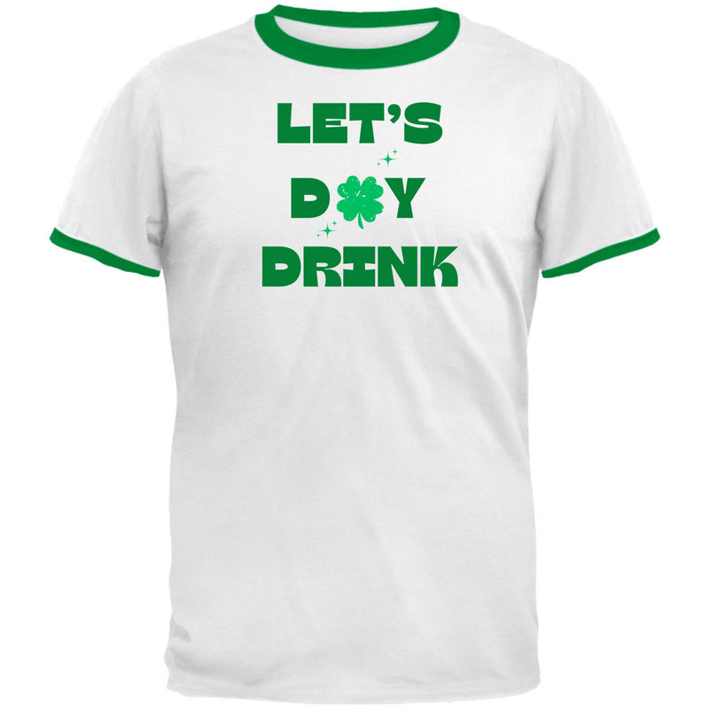 St Patricks Day Lets Day Drink Mens Ringer T Shirt Men's T-Shirts Oldglory.com SM White-Kelly