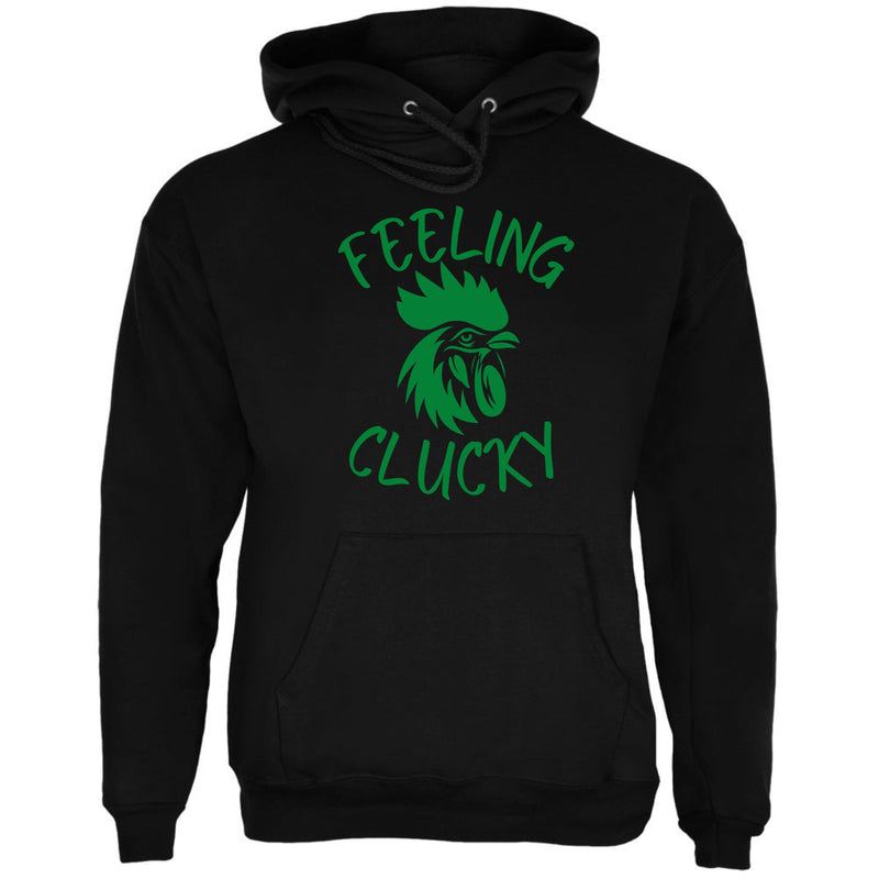 St Patricks Day Feeling Clucky Mens Hoodie Men's Hoodies Oldglory.com SM Black