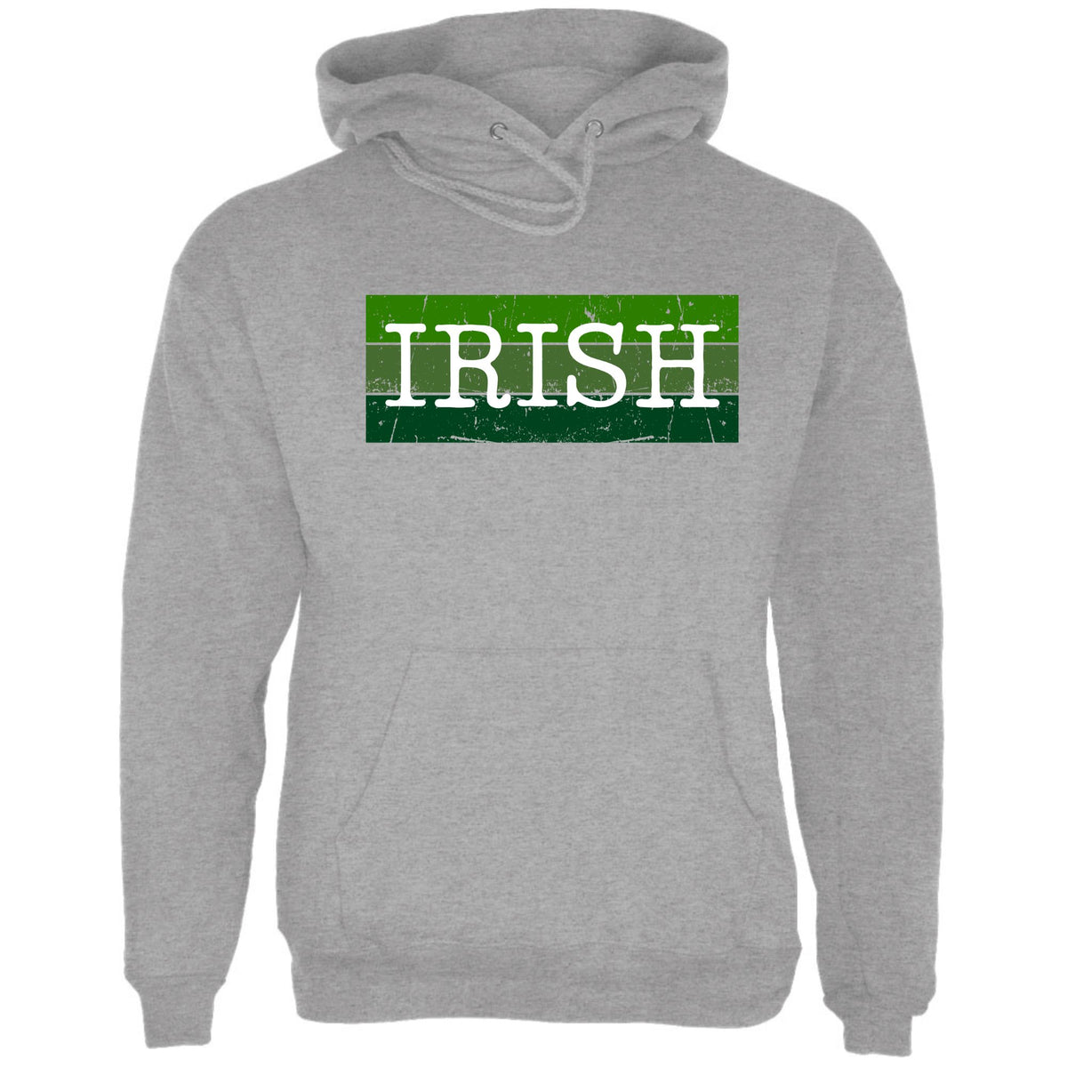 St Patricks Day Distressed Irish Typeset Mens Pullover Hoodie Men's Hoodies Oldglory.com SM Sport Grey