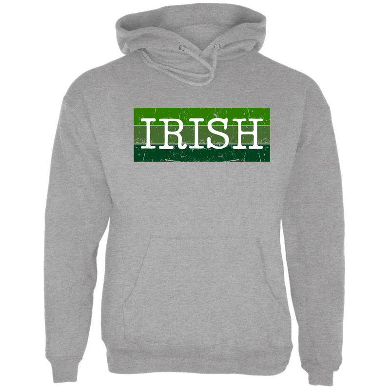 St Patricks Day Distressed Irish Typeset Mens Pullover Hoodie Men's Hoodies Oldglory.com SM Sport Grey