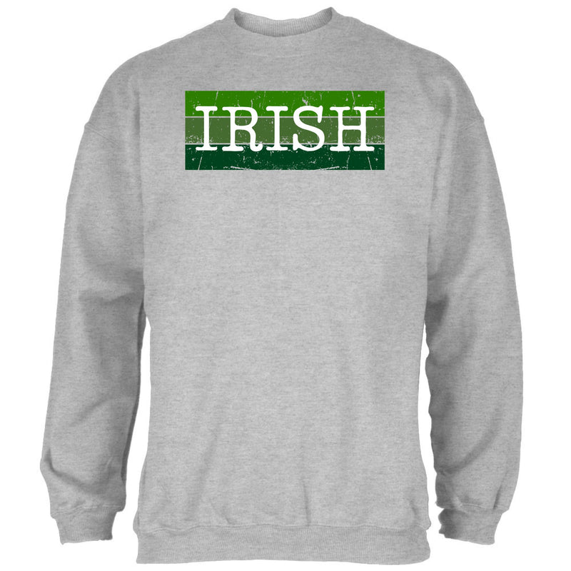 St Patricks Day Distressed Irish Typeset Mens Sweatshirt Men's Sweatshirts Oldglory.com SM Heather Grey