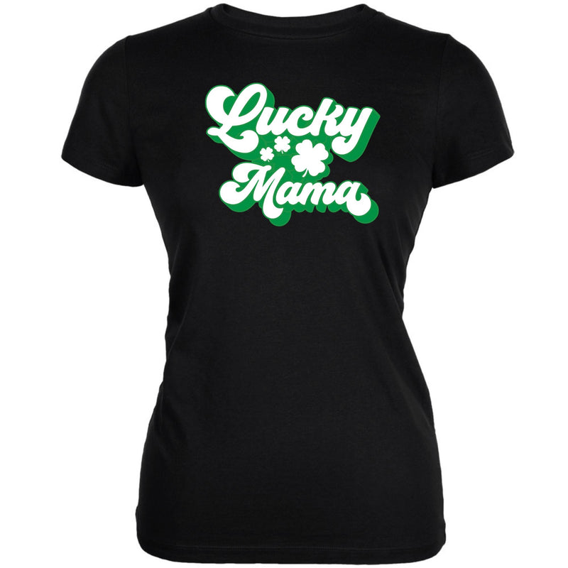 St Patricks Day Lucky Mama Juniors Soft T Shirt Juniors T-Shirts Oldglory.com SM Black