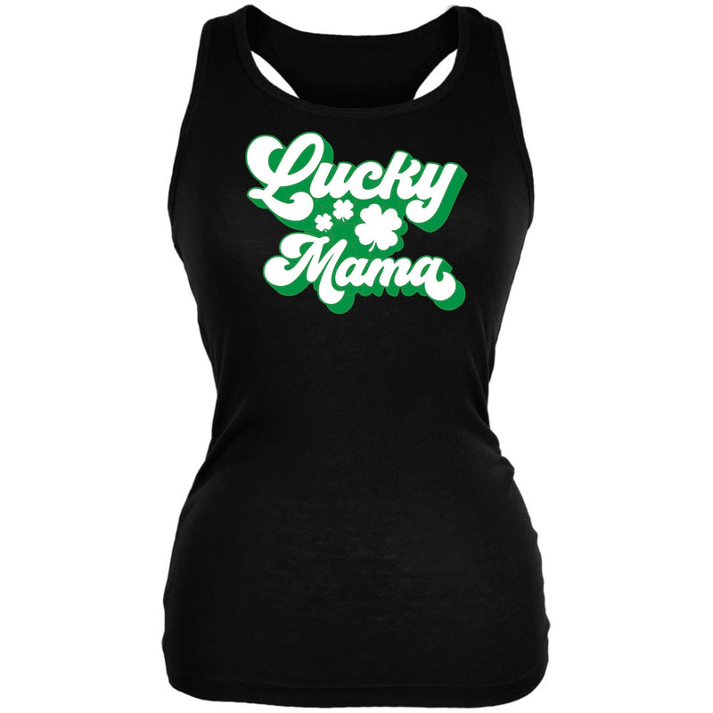 St Patricks Day Lucky Mama Juniors Soft Tank Top Juniors Tank Tops Oldglory.com SM Black