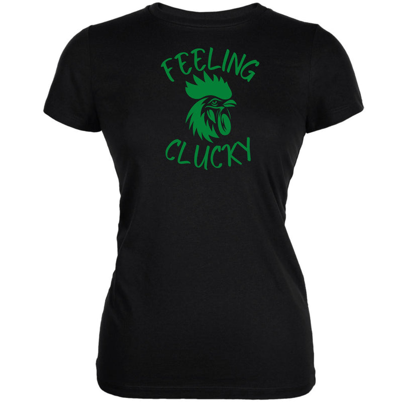 St Patricks Day Feeling Clucky Juniors Soft T Shirt Juniors T-Shirts Oldglory.com SM Black