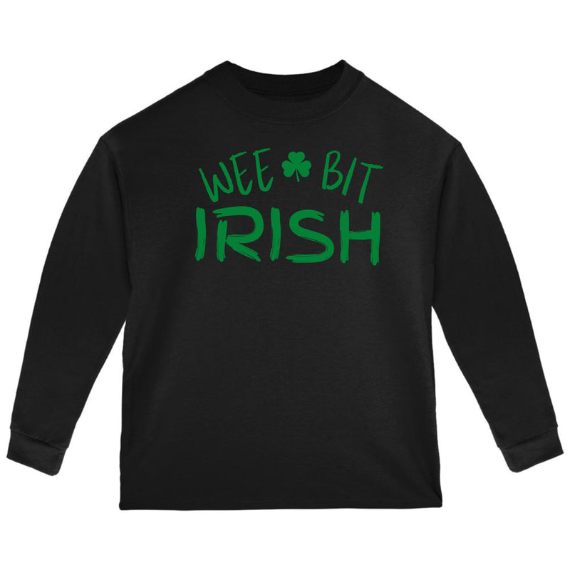 St Patricks Day Wee Bit Irish Toddler Long Sleeve T Shirt Toddler Long Sleeves Oldglory.com 2T Black
