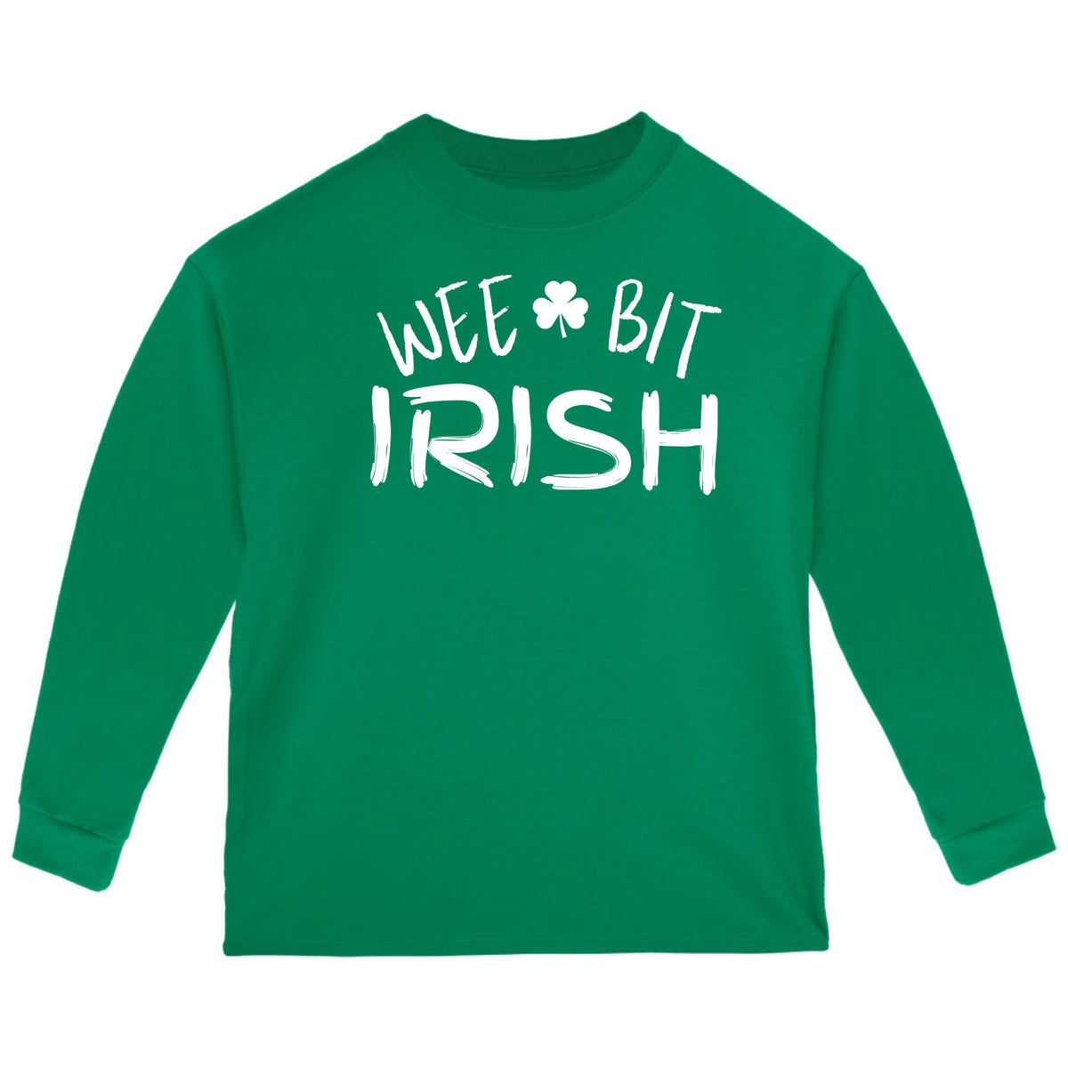 St Patricks Day Wee Bit Irish Toddler Long Sleeve T Shirt Toddler Long Sleeves Oldglory.com 2T Green