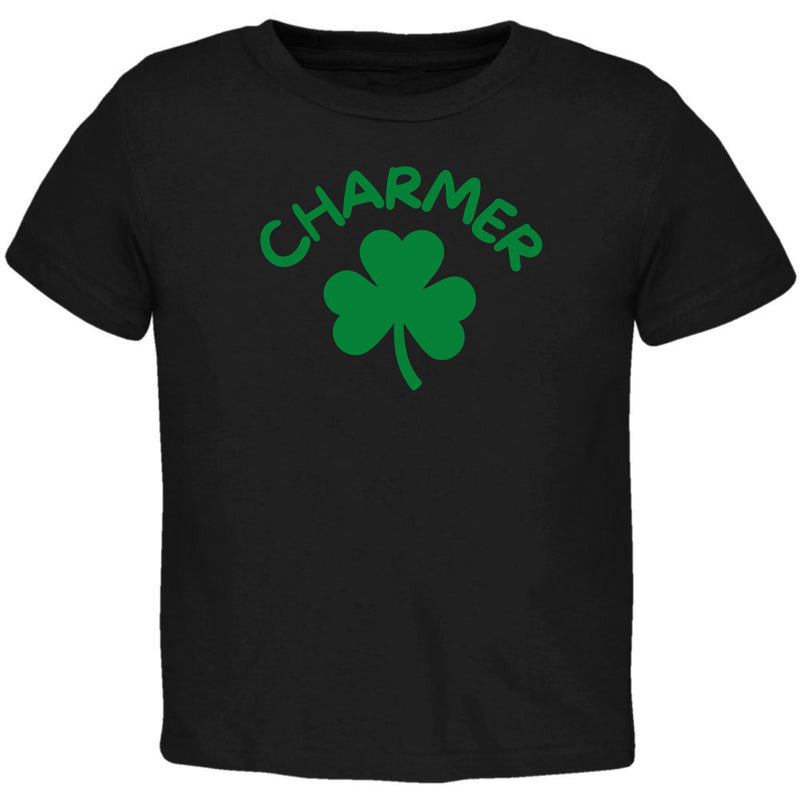 St Patricks Day Shamrock Lucky Charmer Toddler T Shirt Toddler T-Shirts Oldglory.com 2T Black