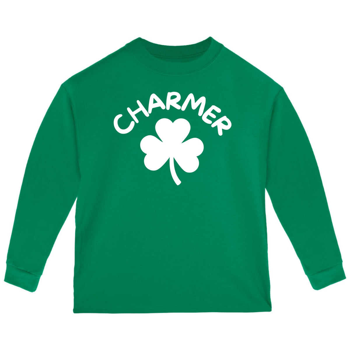 St Patricks Day Shamrock Lucky Charmer Toddler Long Sleeve T Shirt Toddler Long Sleeves Oldglory.com 2T Green
