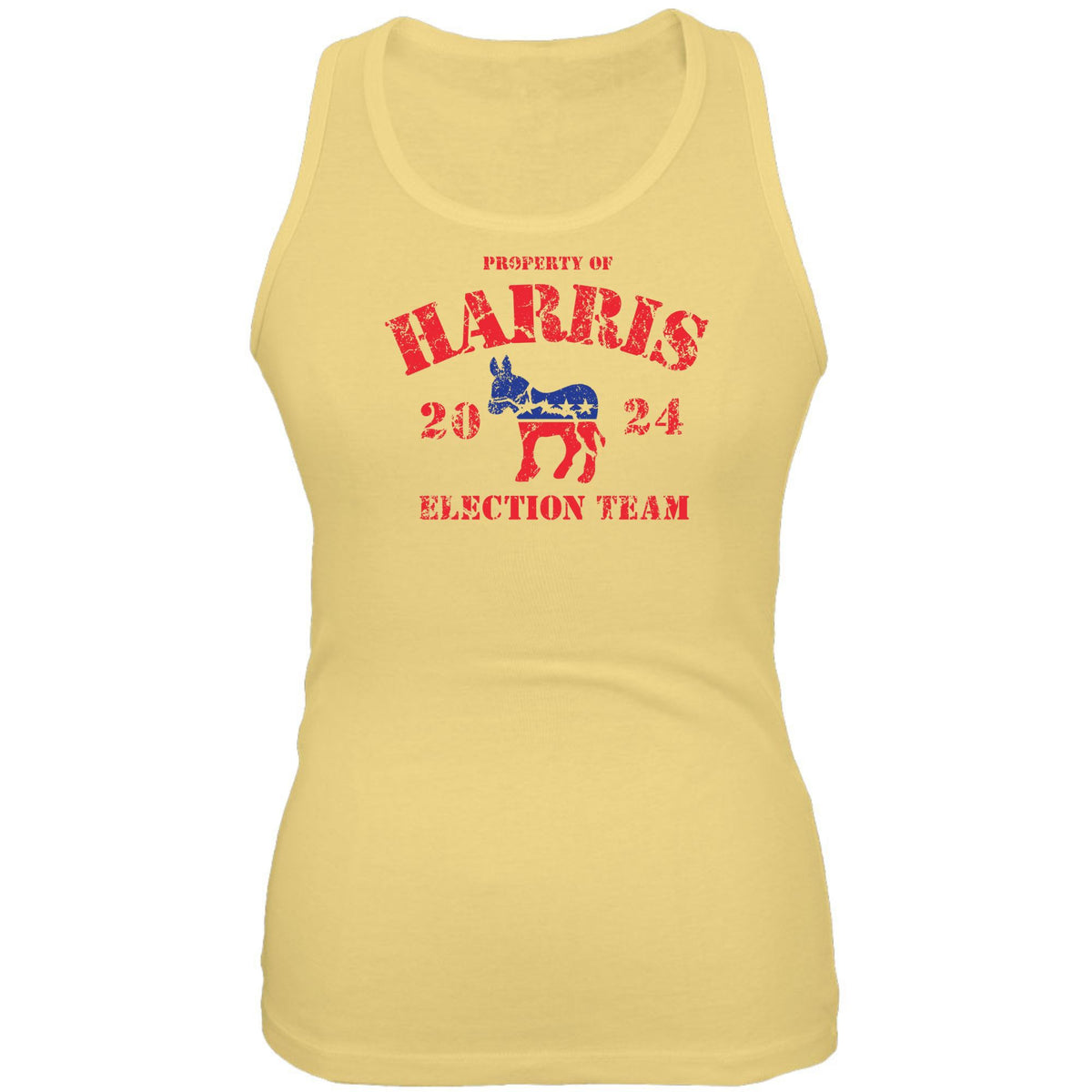 Election 2024 Property of Harris Election 2024 Juniors Tank Top Juniors Tank Tops Oldglory.com SM Yellow