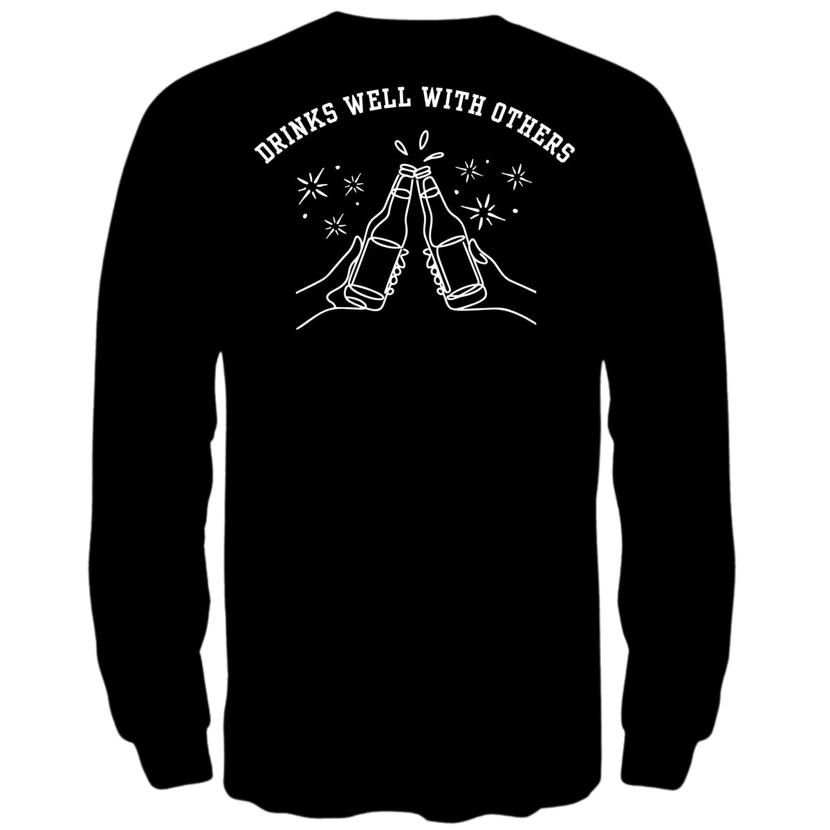 St. Patricks Day Funny Drinks Well With Others Beer Bottle Mens Long Sleeve T Shirt Men's Long Sleeves Oldglory.com SM Black