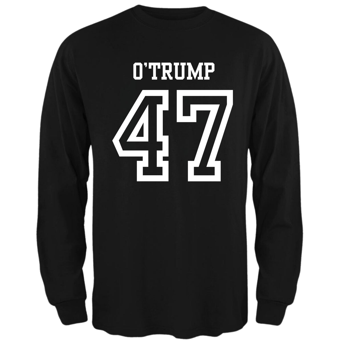 St. Patricks Day Political and Funny O'Trump Jersey Style Number 47 Mens Long Sleeve T Shirt Men's Long Sleeves Oldglory.com SM Black