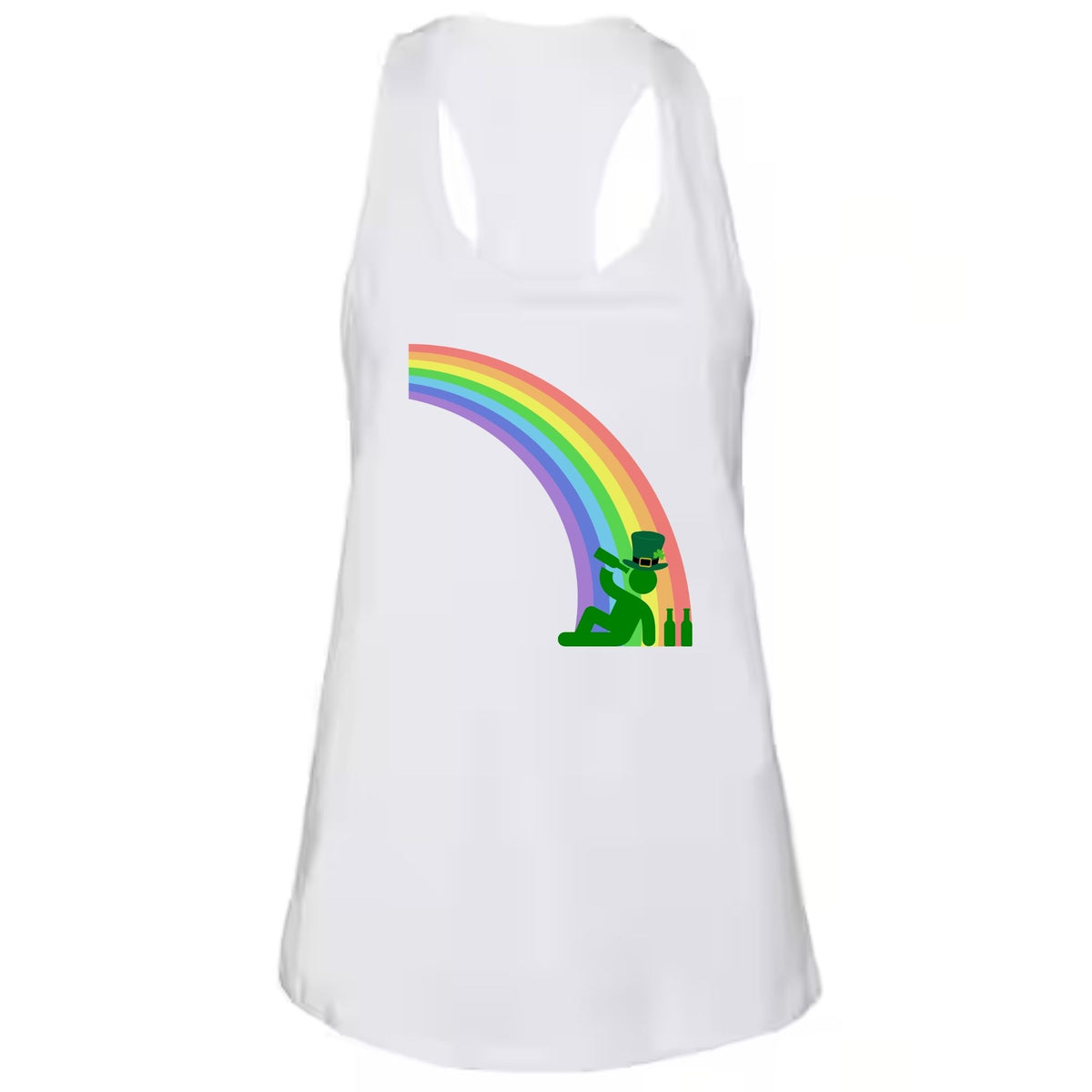 St. Patricks Day Funny Drinking At The End Of The Rainbow Juniors Womens Racerback Tank Top Juniors Tank Tops Oldglory.com SM White