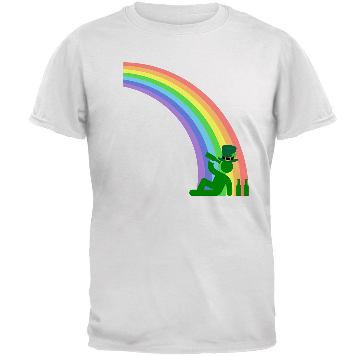 St. Patricks Day Funny Drinking At The End Of The Rainbow Mens T Shirt Men's T-Shirts Oldglory.com SM White