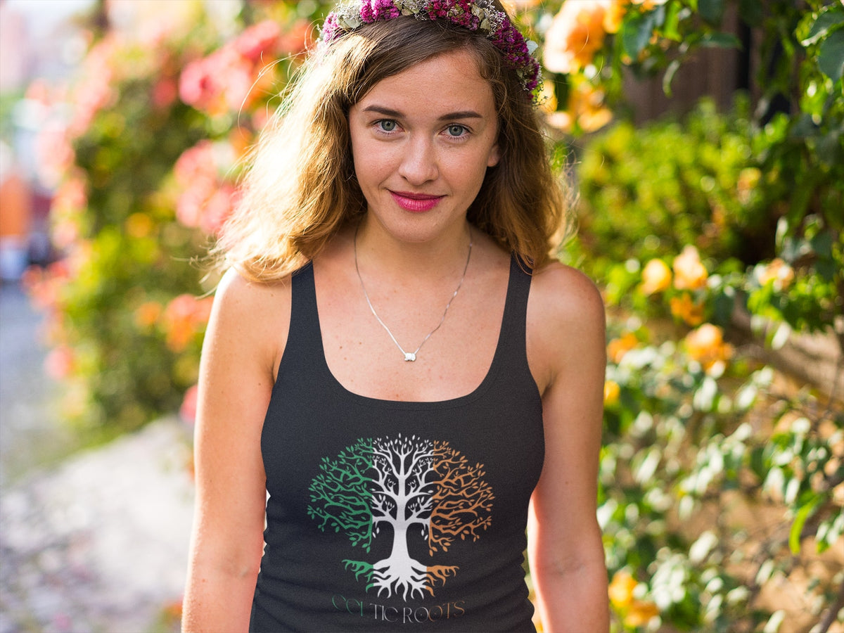 St Patricks Day Celtic Roots Irish Flag Tree of Life Juniors Soft Tank Top Juniors Tank Tops Oldglory.com