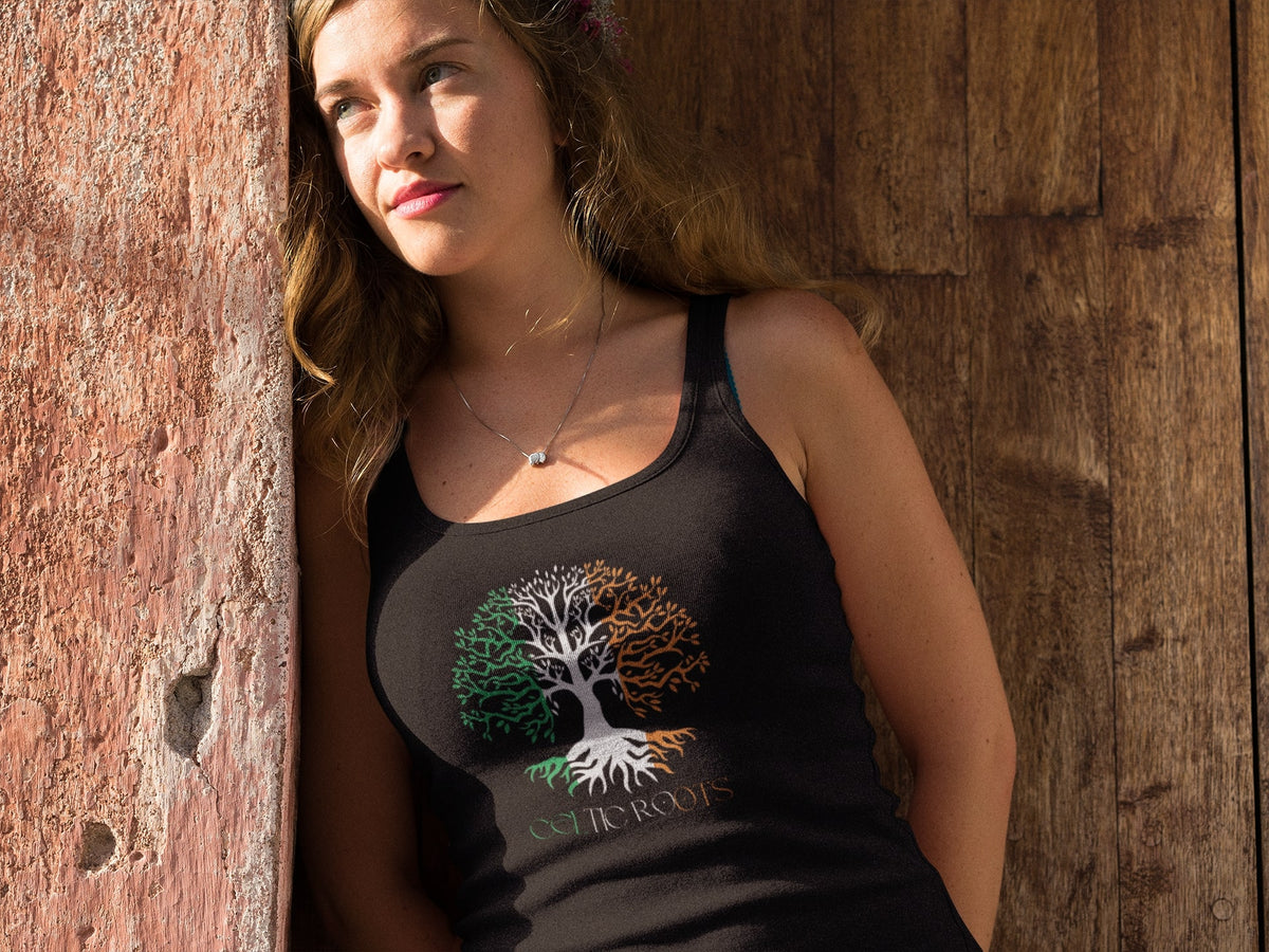 St Patricks Day Celtic Roots Irish Flag Tree of Life Juniors Soft Tank Top Juniors Tank Tops Oldglory.com