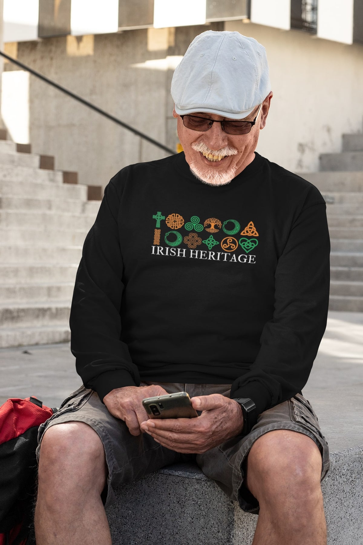 St Patricks Day Celtic Heritage Irish Flag Celtic Symbols Mens Long Sleeve T Shirt Men's Long Sleeves Oldglory.com