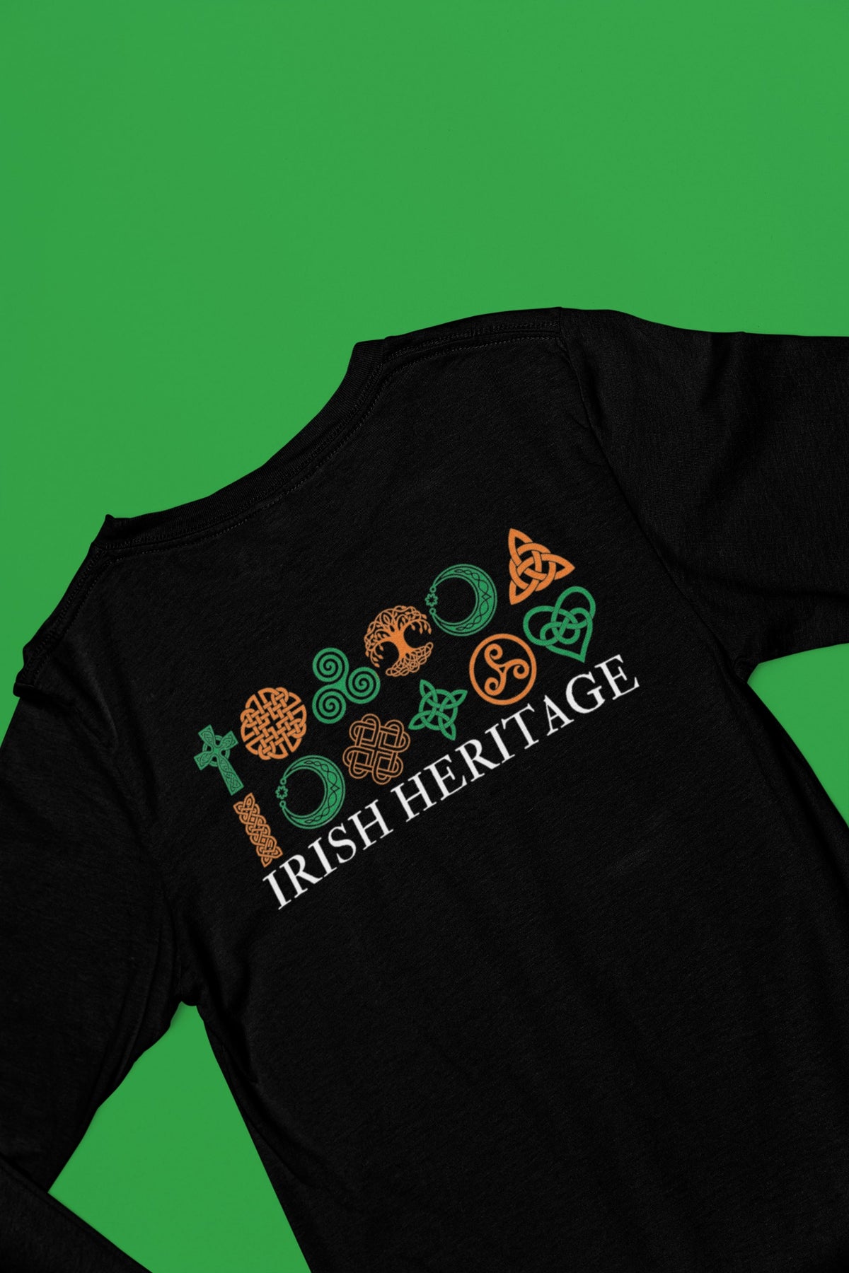 St Patricks Day Celtic Heritage Irish Flag Celtic Symbols Mens Long Sleeve T Shirt Men's Long Sleeves Oldglory.com
