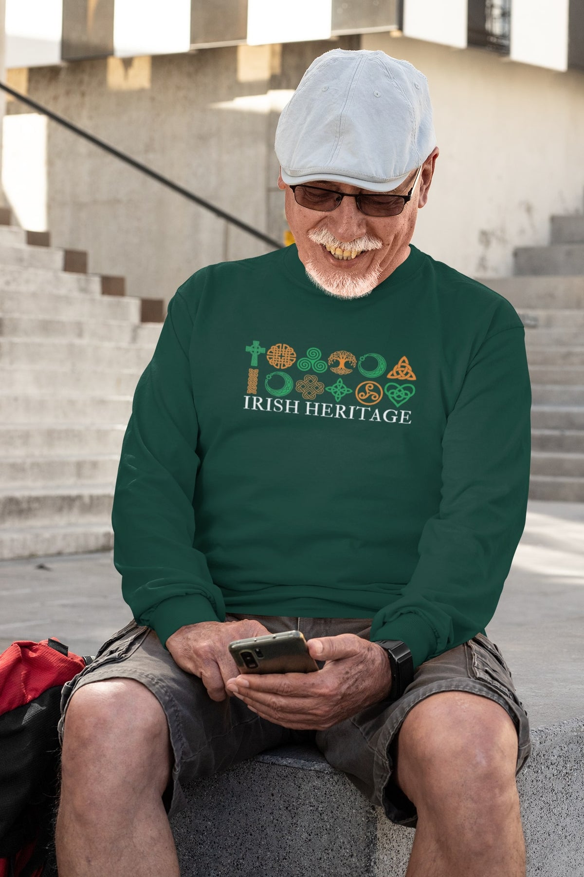 St Patricks Day Celtic Heritage Irish Flag Celtic Symbols Mens Long Sleeve T Shirt Men's Long Sleeves Oldglory.com