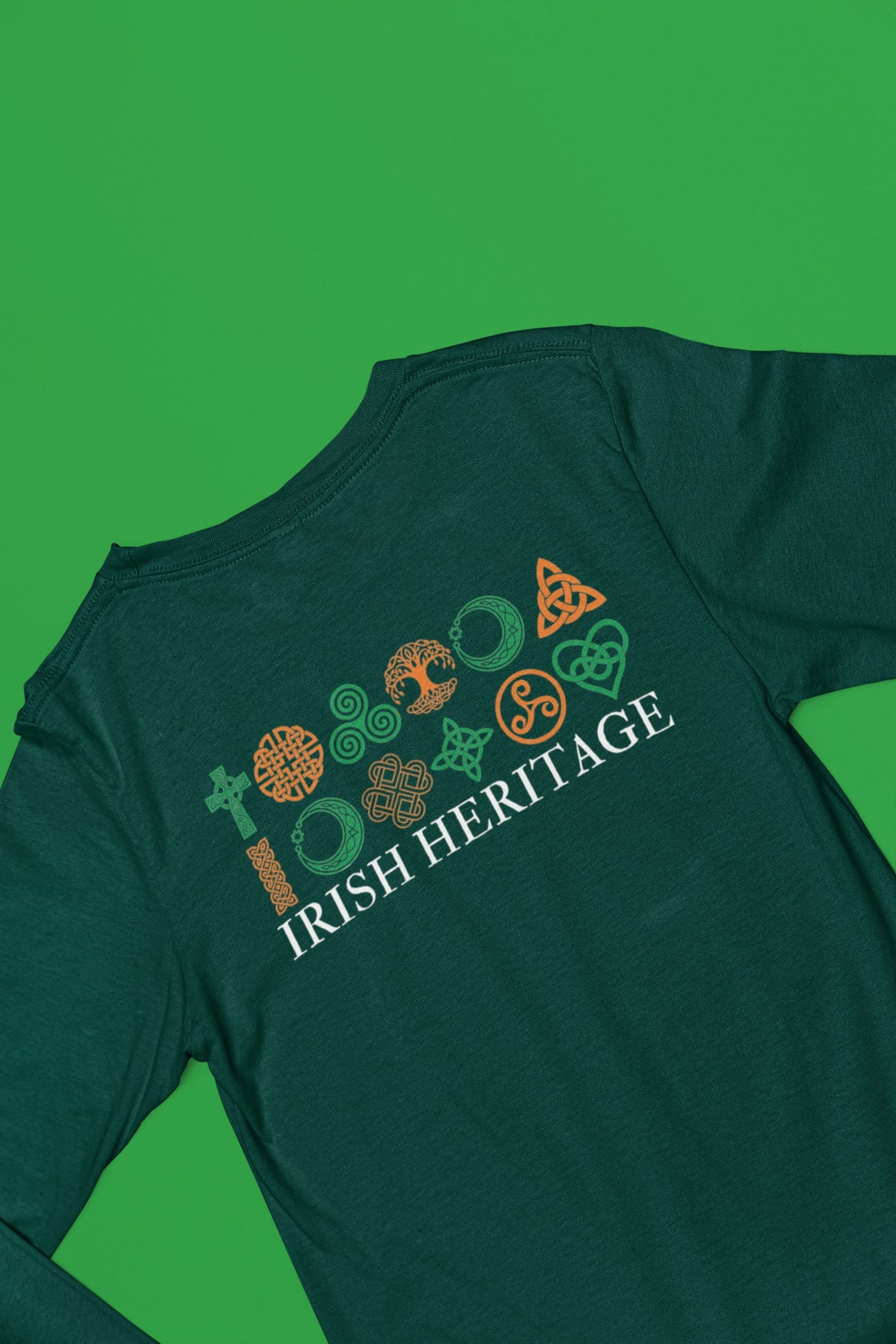 St Patricks Day Celtic Heritage Irish Flag Celtic Symbols Mens Long Sleeve T Shirt Men's Long Sleeves Oldglory.com