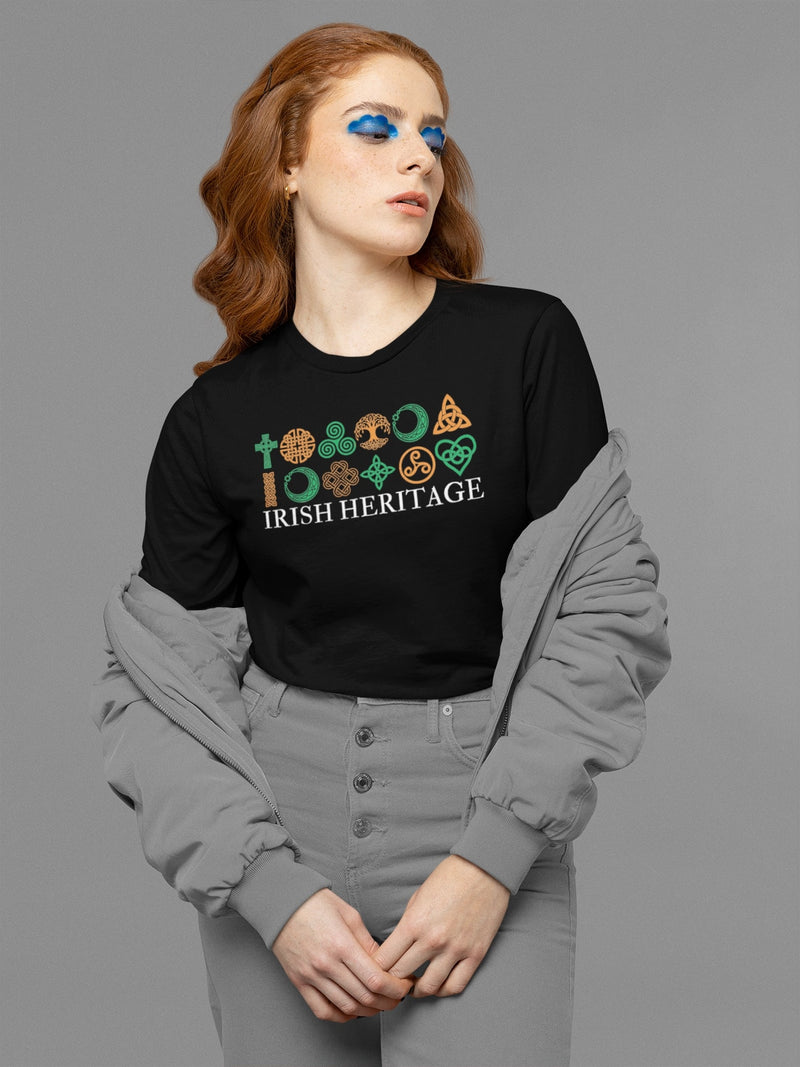 St Patricks Day Celtic Heritage Irish Flag Celtic Symbols Womens Long Sleeve T Shirt Women's Long Sleeves Oldglory.com