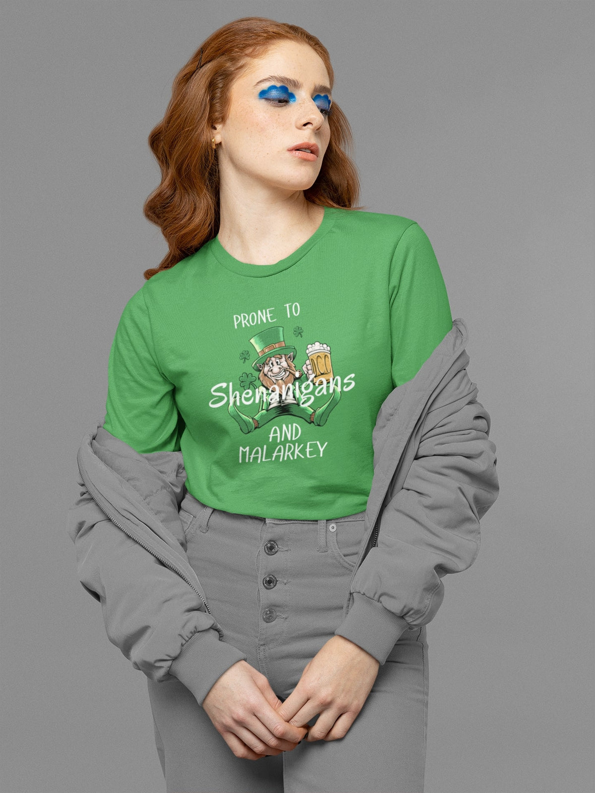 St Patricks Day Prone to Shenanigans and Malarkey Womens Long Sleeve T Shirt Women's Long Sleeves Oldglory.com