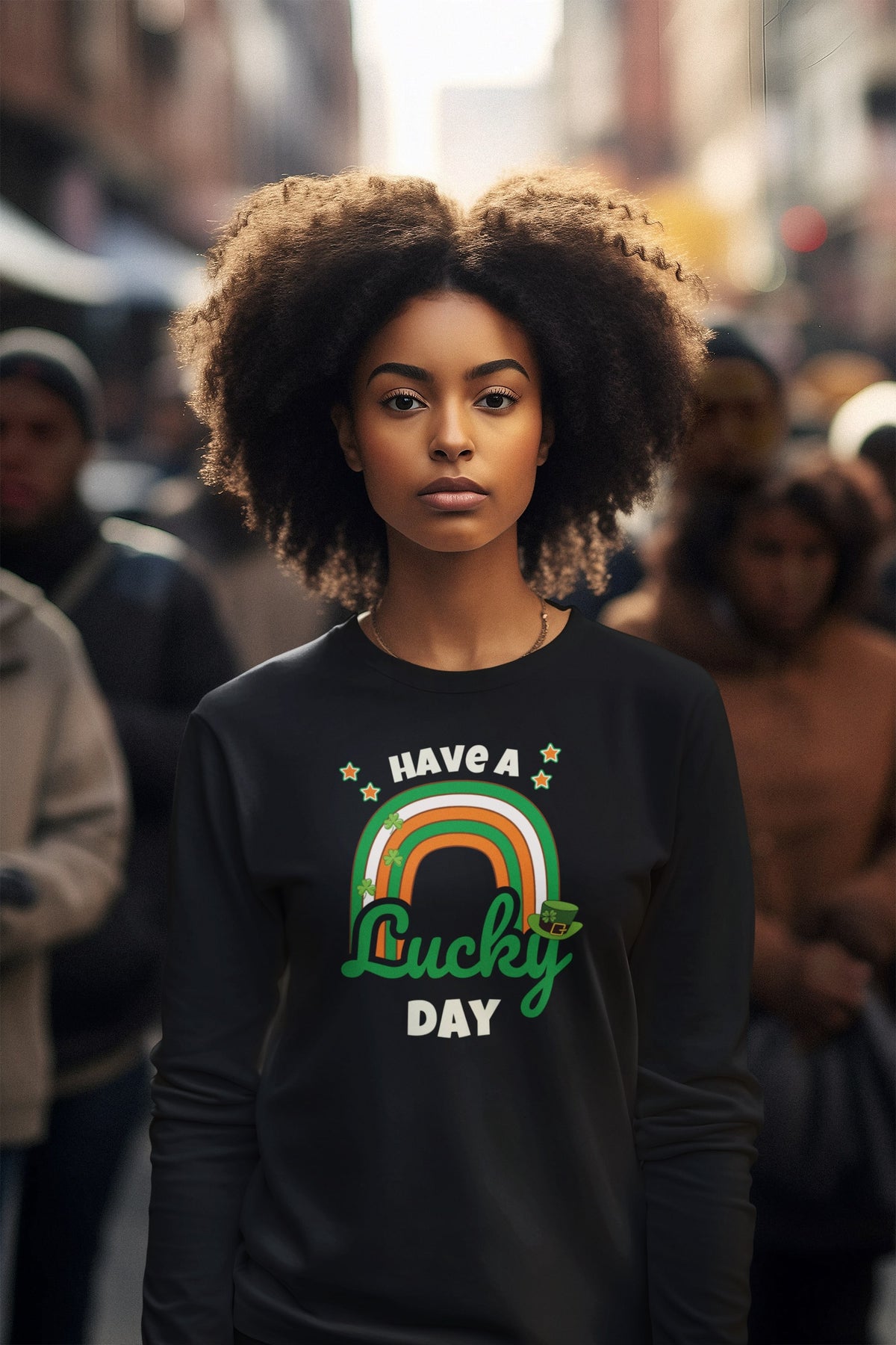St Patricks Day Have A Lucky Day Irish Rainbow Womens Long Sleeve T Shirt Women's Long Sleeves Oldglory.com
