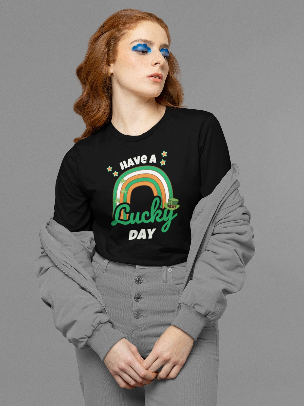 St Patricks Day Have A Lucky Day Irish Rainbow Womens Long Sleeve T Shirt Women's Long Sleeves Oldglory.com