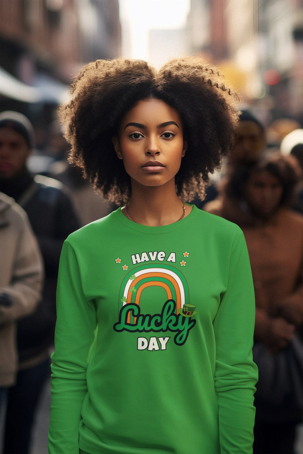 St Patricks Day Have A Lucky Day Irish Rainbow Womens Long Sleeve T Shirt Women's Long Sleeves Oldglory.com