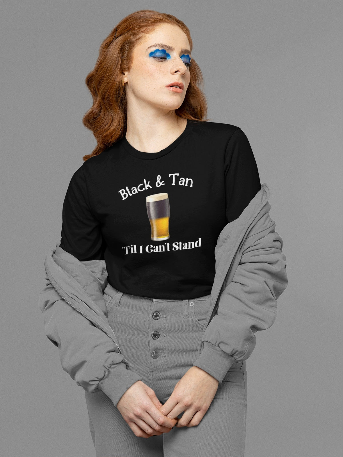 St Patricks Day Black and Tan Til I Cant Stand Womens Long Sleeve T Shirt Women's Long Sleeves Oldglory.com