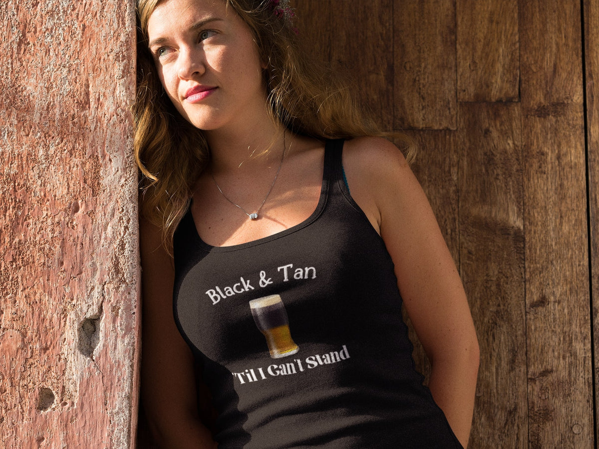 St Patricks Day Celtic Black and Tan Til I Cant Stand Juniors Soft Tank Top Juniors Tank Tops Oldglory.com