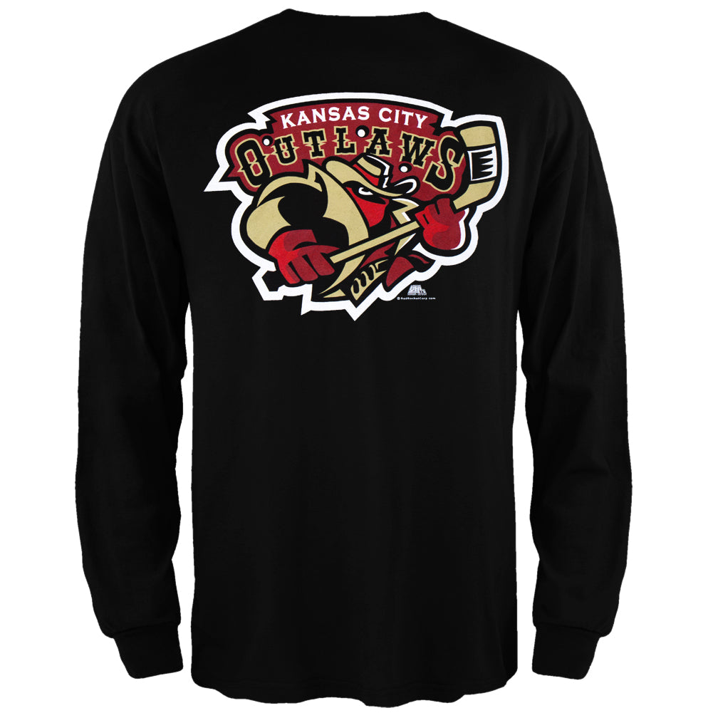 Kansas City Outlaws - Dual Logo Black Long Sleeve T-Shirt Men's Long Sleeves Kansas City Outlaws